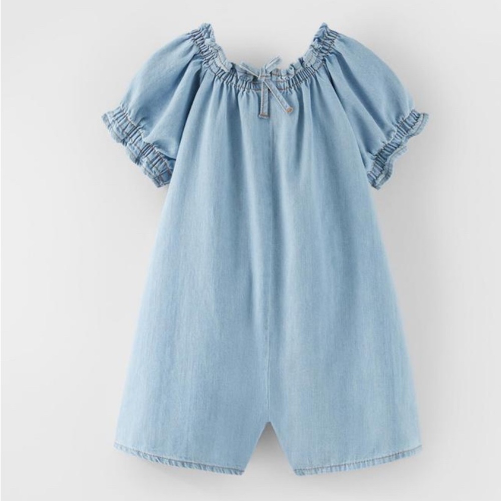 Zara girls denim shorts jumpsuit sz 9